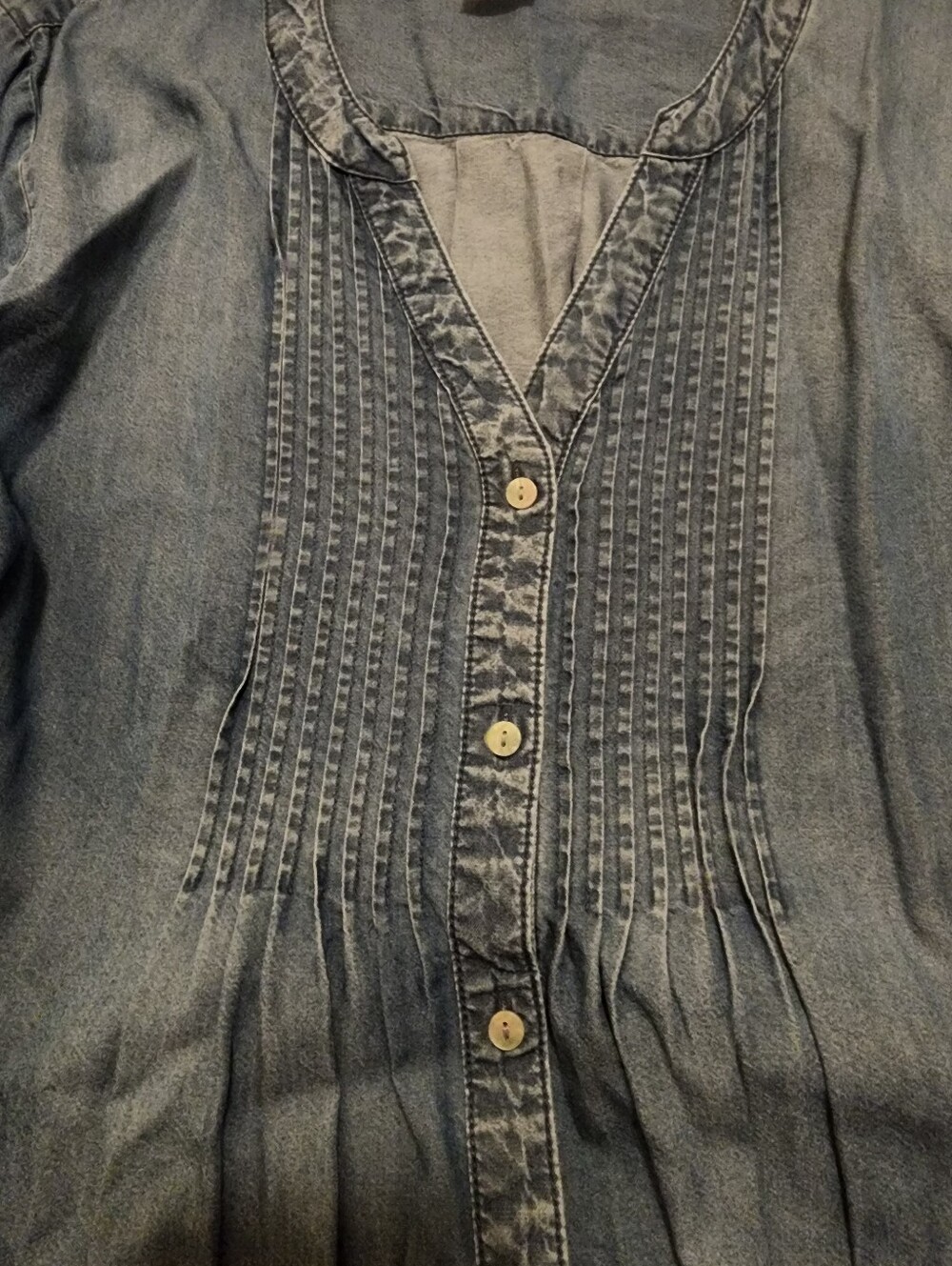 Sz XXL (20) Time and Tru Blue Denim Pintuck Tunic Maternity Top - Picture 5 of 5